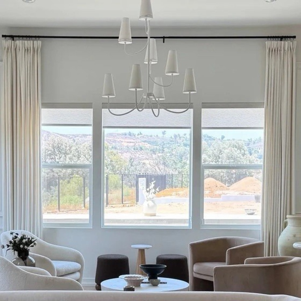 TWOPAGES Liz Linen Drape Pleated Curtains (2) 26"Wx84"L Beige‎ White Lined